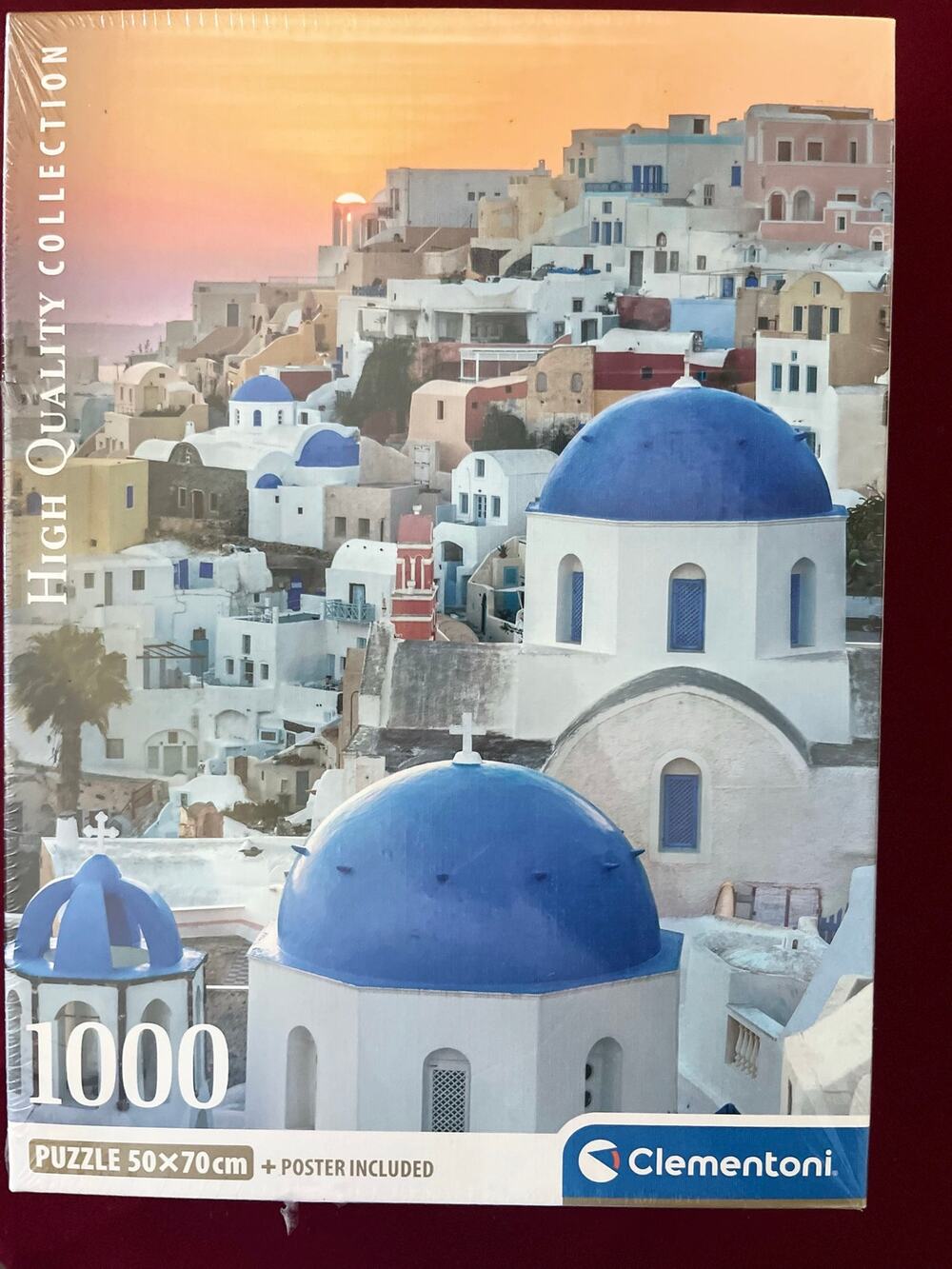 Clementoni High Quality Collection Santorini Greece 1000pc Puzzle-NWT and Poster